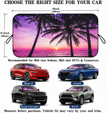 Car Windshield Sun Shade, Funny Cartoon Eyes Sun Visor for Car Windshield Universal Fits Sedan Compact Car Hatchback SUV, UV Heat Protection - 59 x 27.5