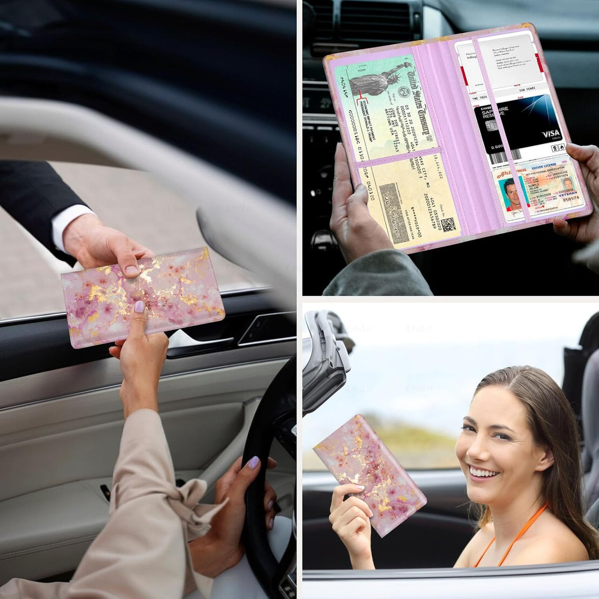 Car Registration and Insurance Holder，Colour Patterns Men Women Car License Document Registration and Insurance Card Holder
