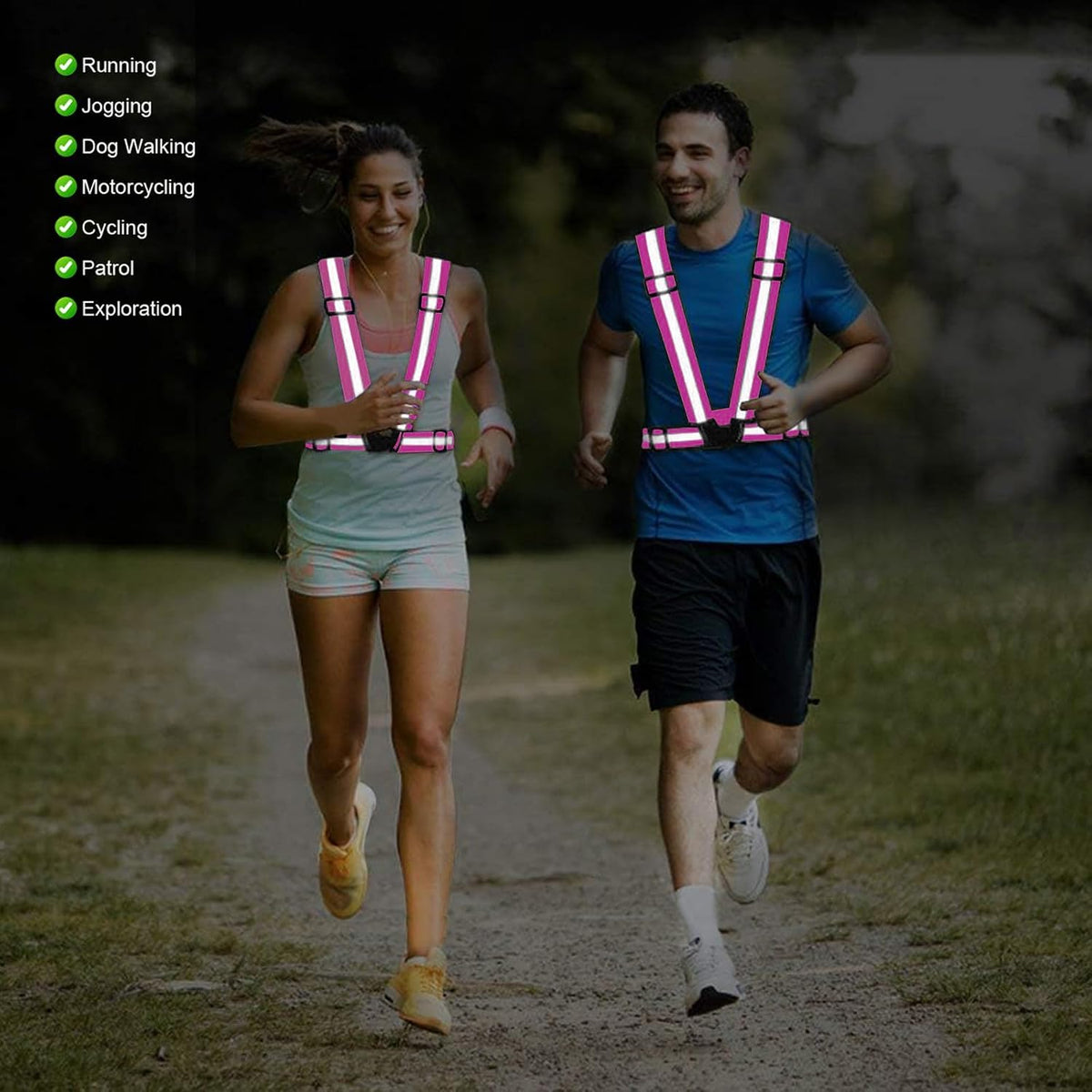 Reflective Vest Running Gear, 2Pack High Visible Safety VES for Cycling Jogging Running Walking, Adjustable for Men Women