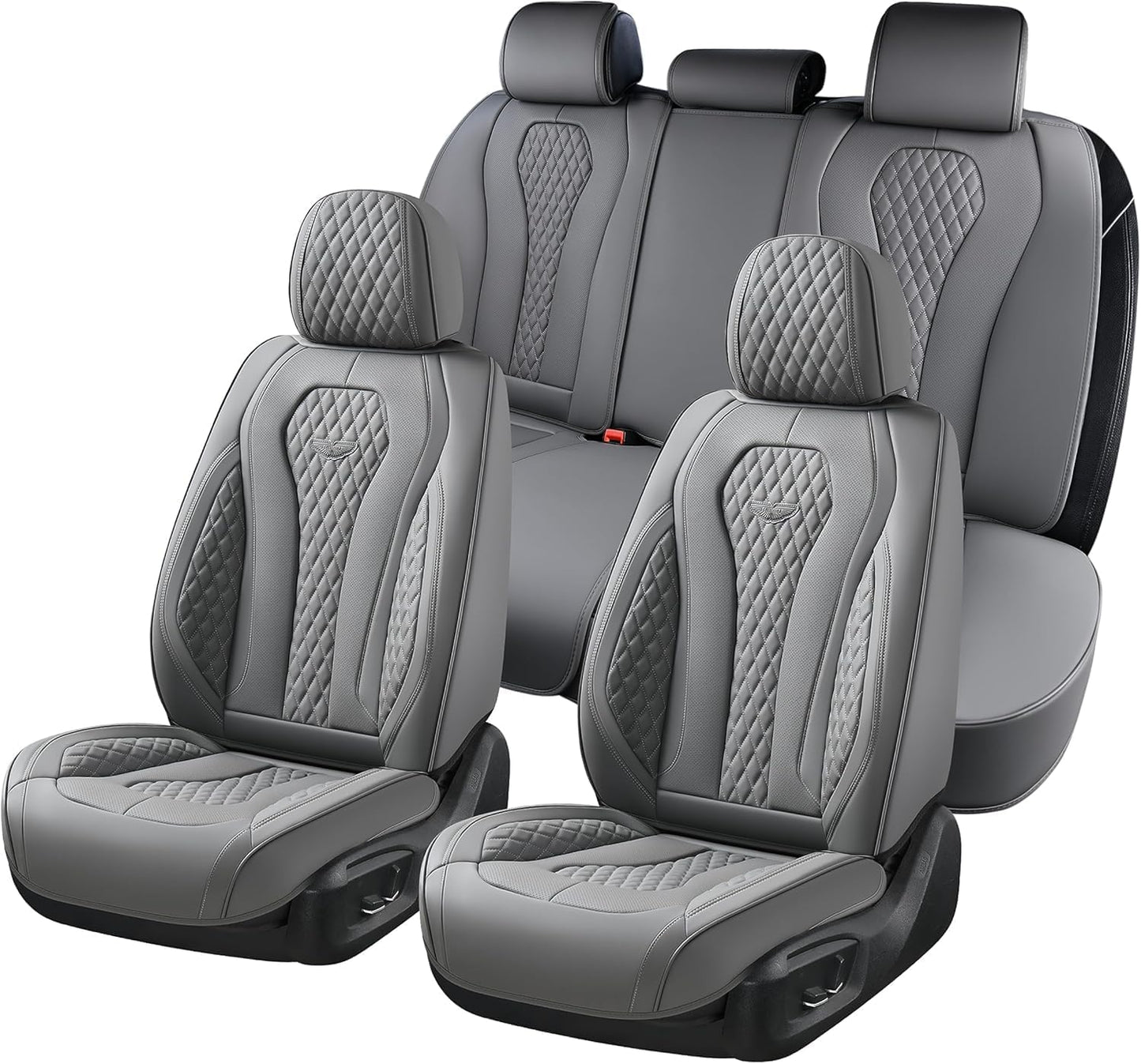 Coverado Seat Covers, Car Seat Covers Full Set, Black Car Seat Cover, Car Seat Covers Front Seats Back Seat Cover, Waterproof Car Seat Cushion, Leather Seat Covers Seat Protector Fit for Most Cars