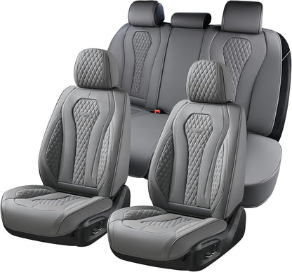 Coverado Seat Covers, Car Seat Covers Full Set, Black Car Seat Cover, Car Seat Covers Front Seats Back Seat Cover, Waterproof Car Seat Cushion, Leather Seat Covers Seat Protector Fit for Most Cars