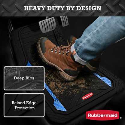 Rubbermaid Car Floor Mat, Heavy Duty All-Weather Car Mats Full Set with Dual-Tone Pink Aluminum Inserts – Universal Fit, Anti-Slip Backing, Trim-to-Fit for Most SUV, Sedan, Van