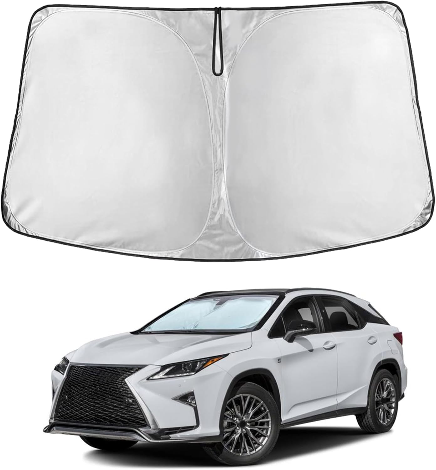 EcoNour Car Windshield Sun Shade | 2025 Upgraded Innovative No-Light-Pass Technology for Maximum Coverage | Foldable Sun Shade Keeps Your Vehicle Cool | Must-Have Car Accessories | Small (59" x 29") - Colors E