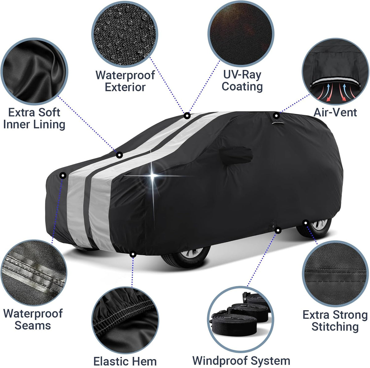 iCarCover Premium Car Cover for 1970-1972 Chevy Monte Carlo Heavy Duty Waterproof All-Weather Automobiles Custom Fit Indoor Outdoor UV Snow Protection Covers with Straps and Bag - Colors C