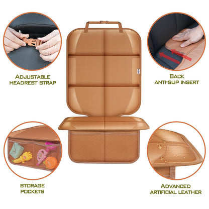 Meolsaek Car Seat Protector for Child Car Seat, Durable 600D Fabric Waterproof Car Seat Cover with Thick Pad Non-Slip Backing，No Imprints (Black 2pcs)