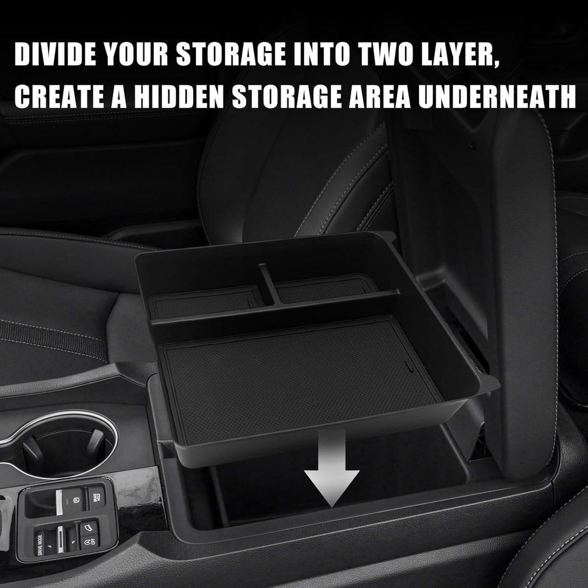 Muslogy Center Console Organizer Compatible with Honda Pilot 2023 2024 2025 2026, 2024-2026 Ridgeline/Passport Center Console Storage Box Divider Inserts Interior Accessories ABS Material(Gray)