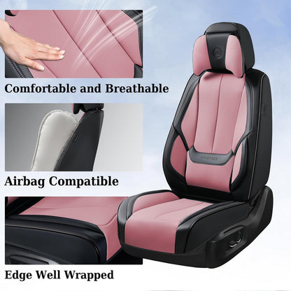 Coverado Seat Covers Full Set, Black Seat Covers for Cars 5 Seats, Car Seat Protector, Waterproof Nappa Leather Car Seat Cushion, Front and Rear Car Seat Cover Fit for Most Sedans SUV Pick-up Truck - Colors A