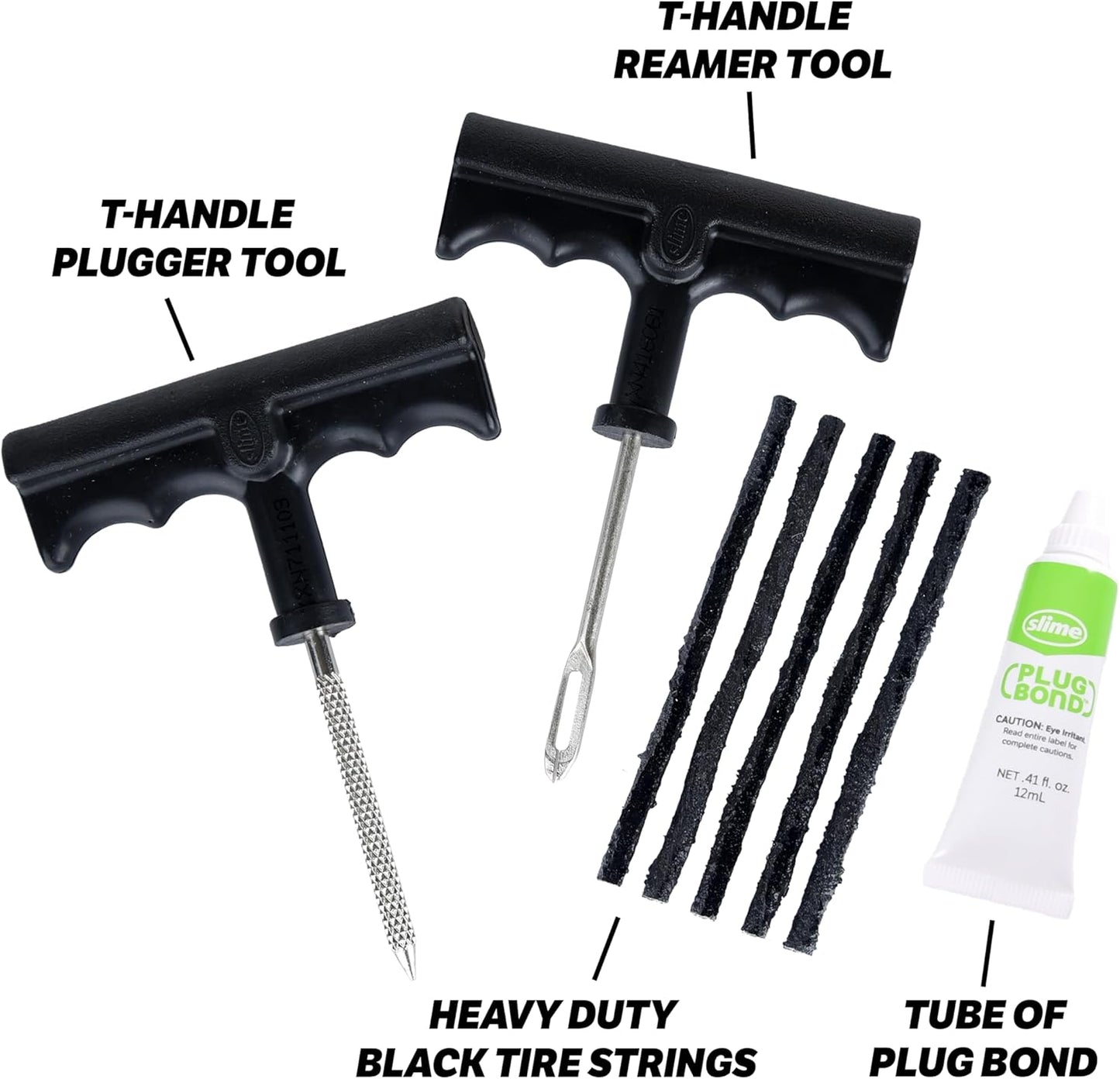 Slime 2040-A Tire Repair Plug Kit, Deluxe, Contains Strings, Tools and Glue, 11 Pieces