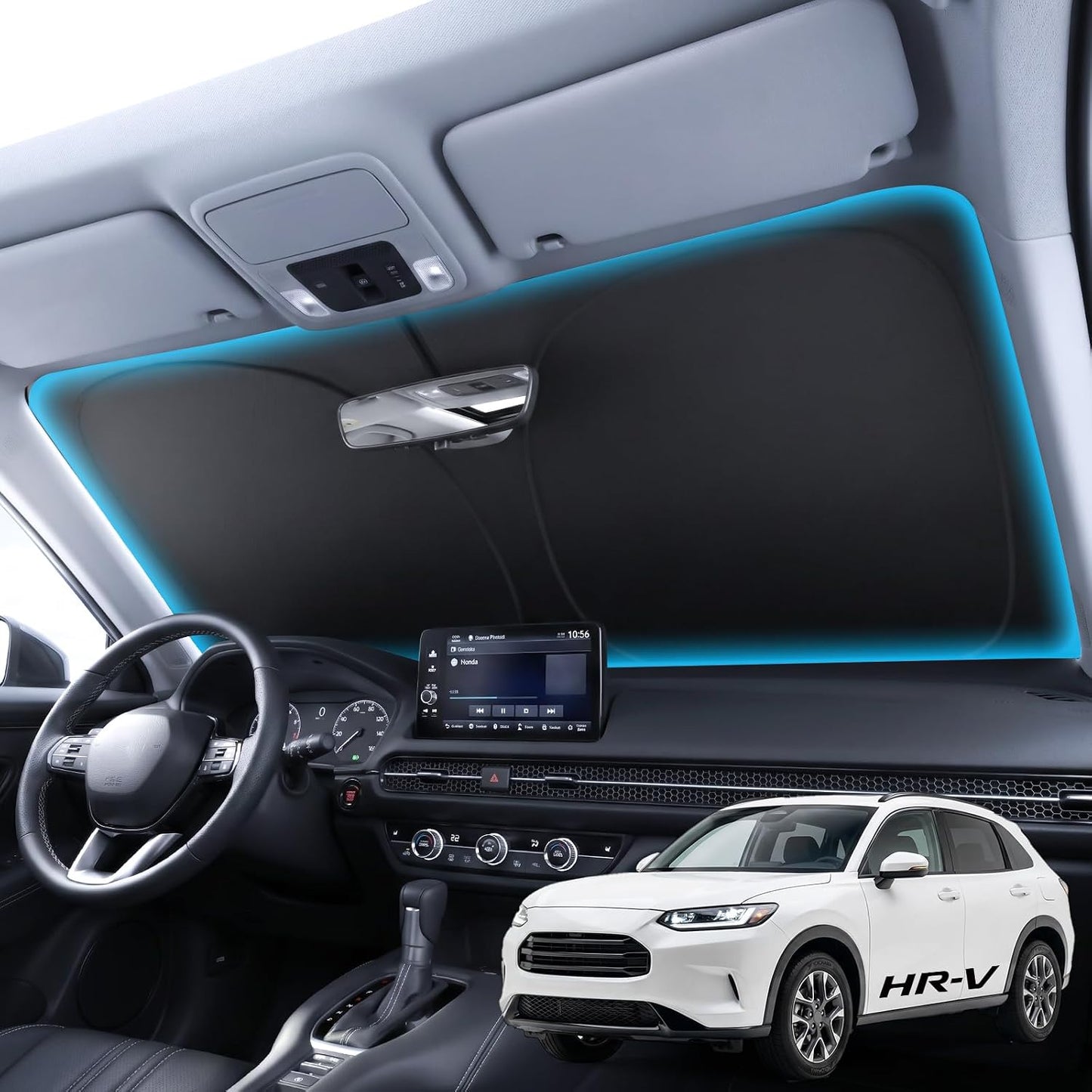 Wigoo Tesla New Model Y Accessories Windshield Sunshade [OEM Design, 100% Sun Blockage] Foldable Heat Insulation Sunshade with Storage Bag, for Model Y 2020~2026 (Juniper), Silver Coating - Colors A