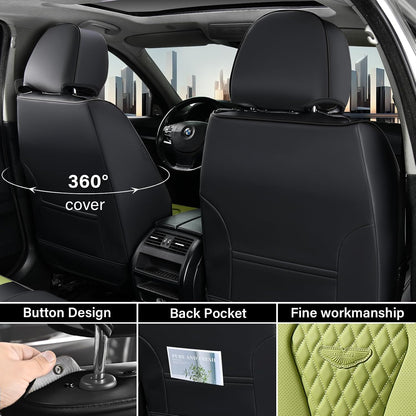 Coverado Seat Covers, Car Seat Covers Full Set, Black Car Seat Cover, Car Seat Covers Front Seats Back Seat Cover, Waterproof Car Seat Cushion, Leather Seat Covers Seat Protector Fit for Most Cars