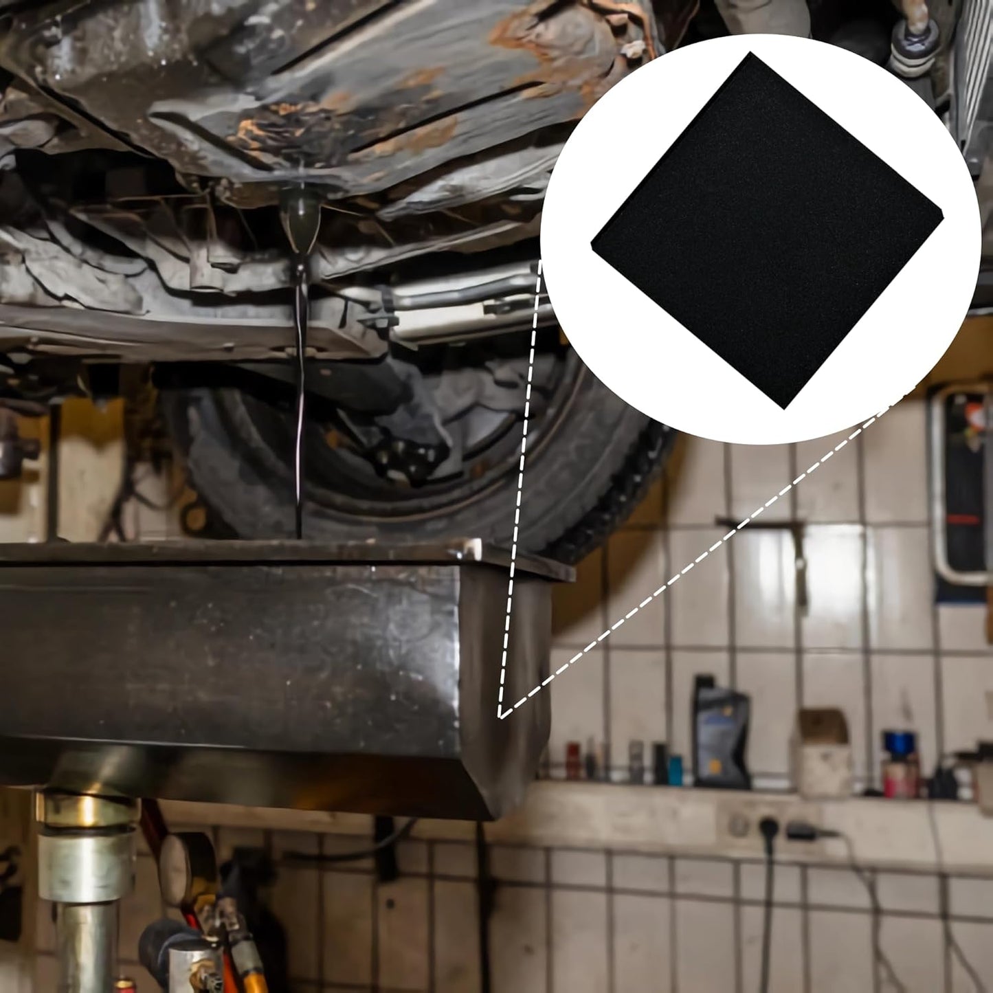 22'' Square No Splatter Pad, Oil Drain Splash Pad Fits Most Oil Drains Anti Splash Oil Change Mat for Car Changing Oil Transmission Drain Pan