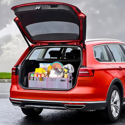 titiyiof Trunk Organizer For Suv & Sedan,Car Organizers and Storage, Waterproof Collapsible & Adjustable Straps,Sturdy Car Organization for Car Accessories, Tools,Food，Sundries,2-3 Compartment（Beige）