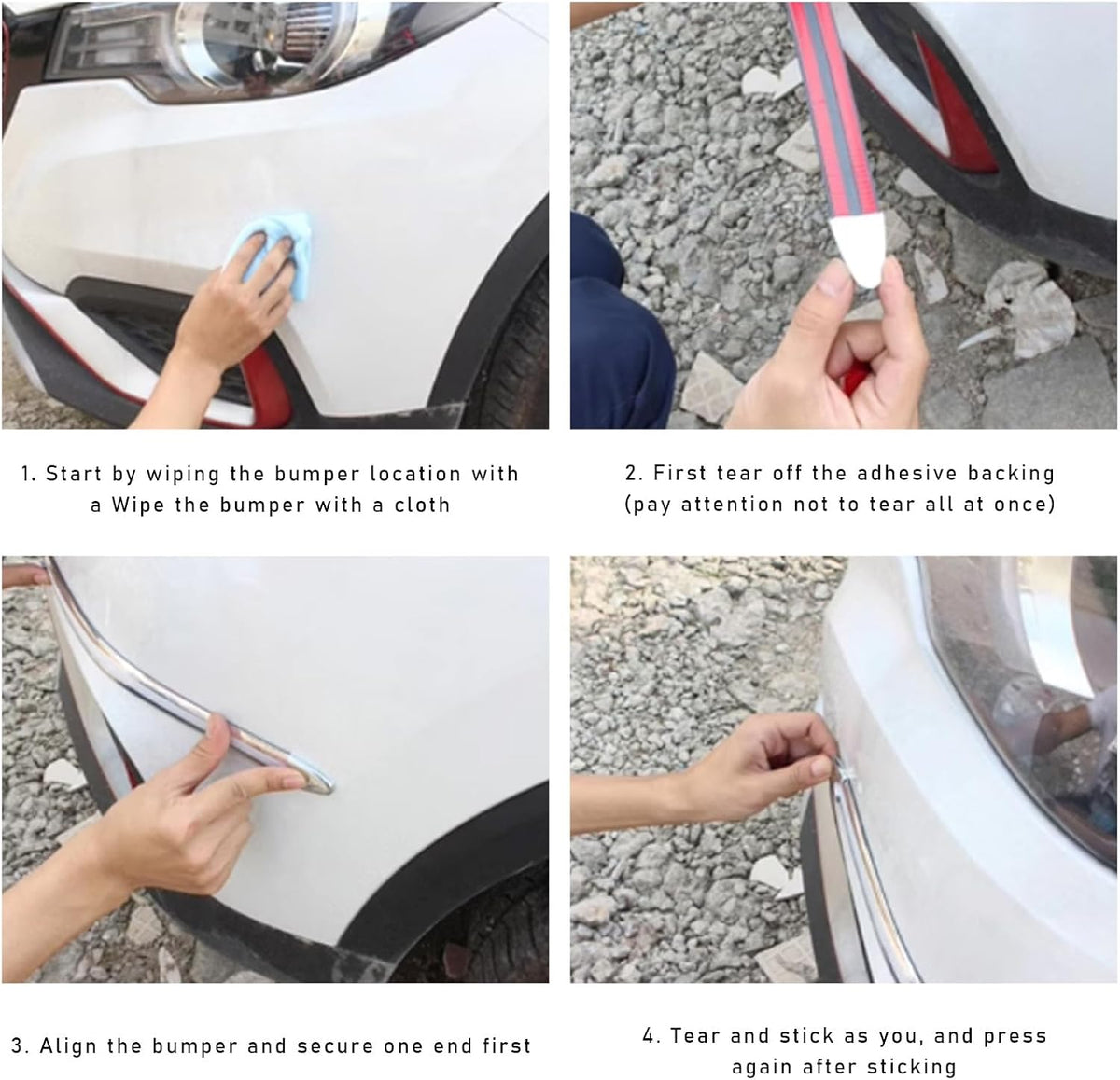 4 PCS Car Bumper Protector Strip, Anti-Scratch Front and Rear Bumper Corner Trim Sticker, Anti-Collision Patch Bumper Guard Strip, Universal Car Accessories for SUV Truck