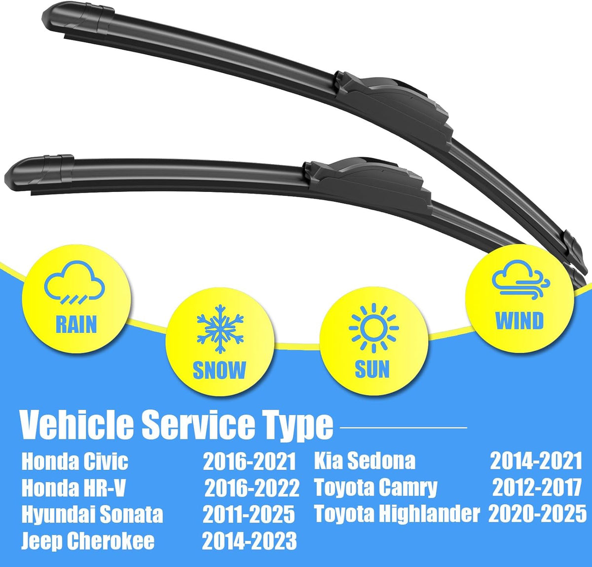 Gavimnal® 28"+17" Silicone Wiper Blades Replacement For Nissan Altima 2007-2015,Maxima 2009-2014,All-Season Front Windshield Wiper Blades(Set of 2)