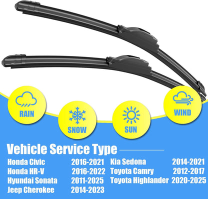 Gavimnal® 28"+17" Silicone Wiper Blades Replacement For Nissan Altima 2007-2015,Maxima 2009-2014,All-Season Front Windshield Wiper Blades(Set of 2)
