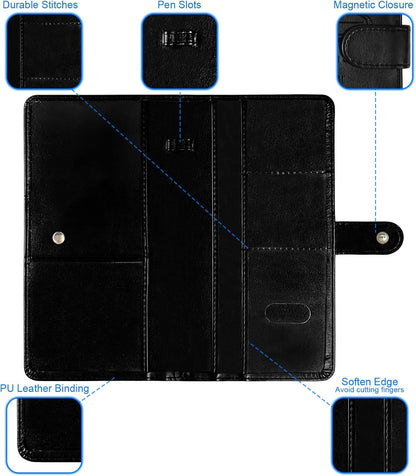 Car Registration and Insurance Card Holder with Magnetic Closure, Leather Vehicle Glove Box Automobile Documents Paperwork Wallet Case Organizer for ID, Driver's License, Key Contact Information Cards