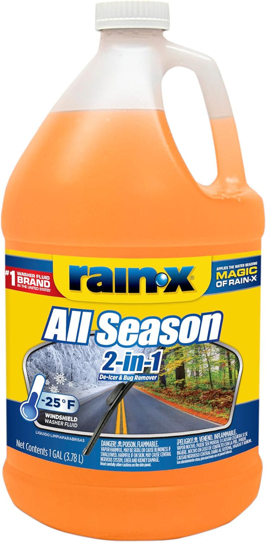Rain-X All Season -25°F 2-in-1 De-Icer & Bug Remover Windshield Washer Fluid - 1 Gallon (Pack of 6)