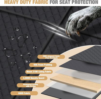 Lekereise 400LBS Hard Bottom Dog Car Hammock - 600D Heavy Duty Waterproof Dog Seat Cover Back Seat Extender, Mesh Window & Storage Pockets, Universal Fit for Sedans SUVs Trucks, Supports Large Dogs