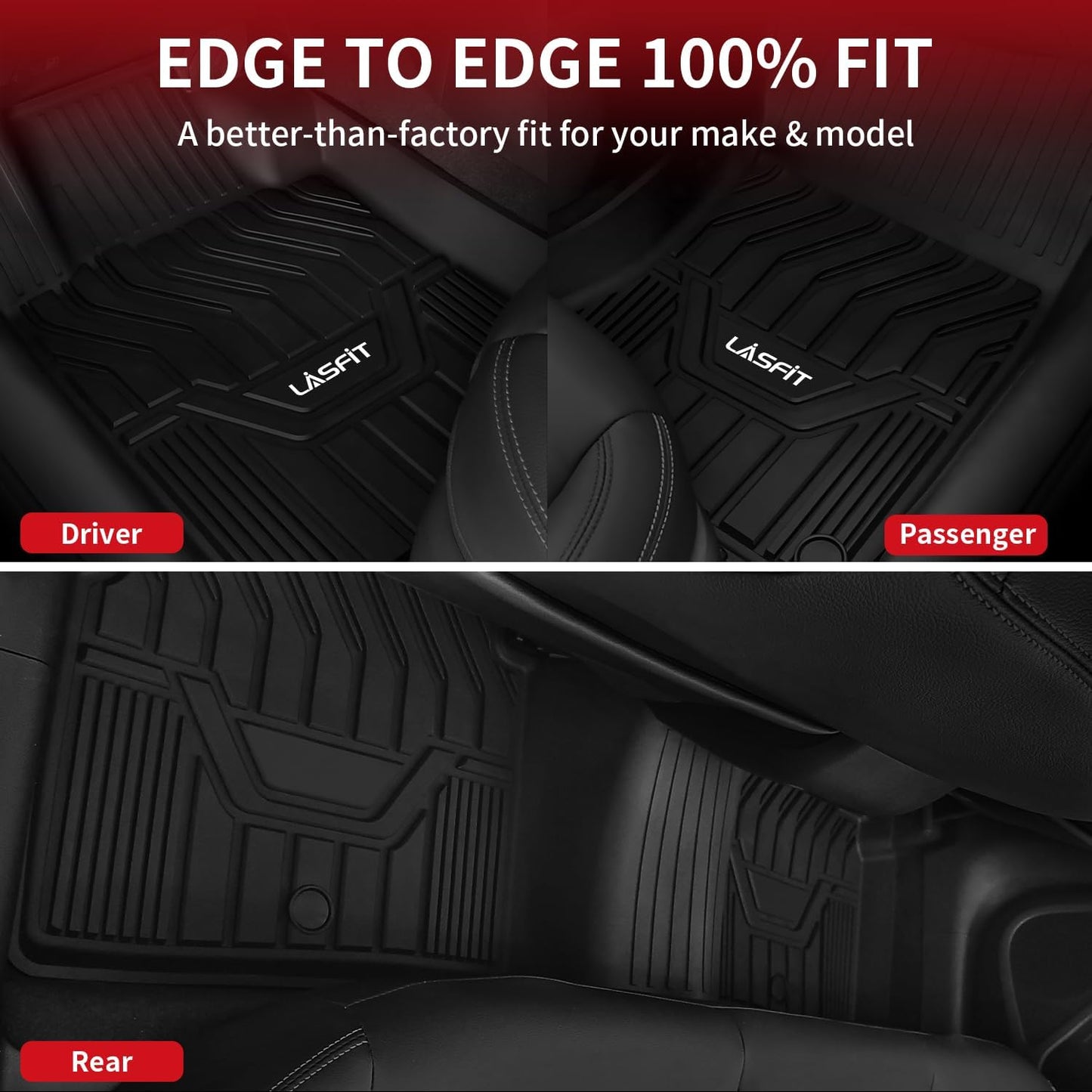 LASFIT Floor Mats Fits for Hyundai Sonata 2020-2026 (Only for FWD & Gas) & Kia K5 2021-2025 (Only for FWD) Custom Fit TPE All Weather Floor Liners Car Mats Accessories, Black