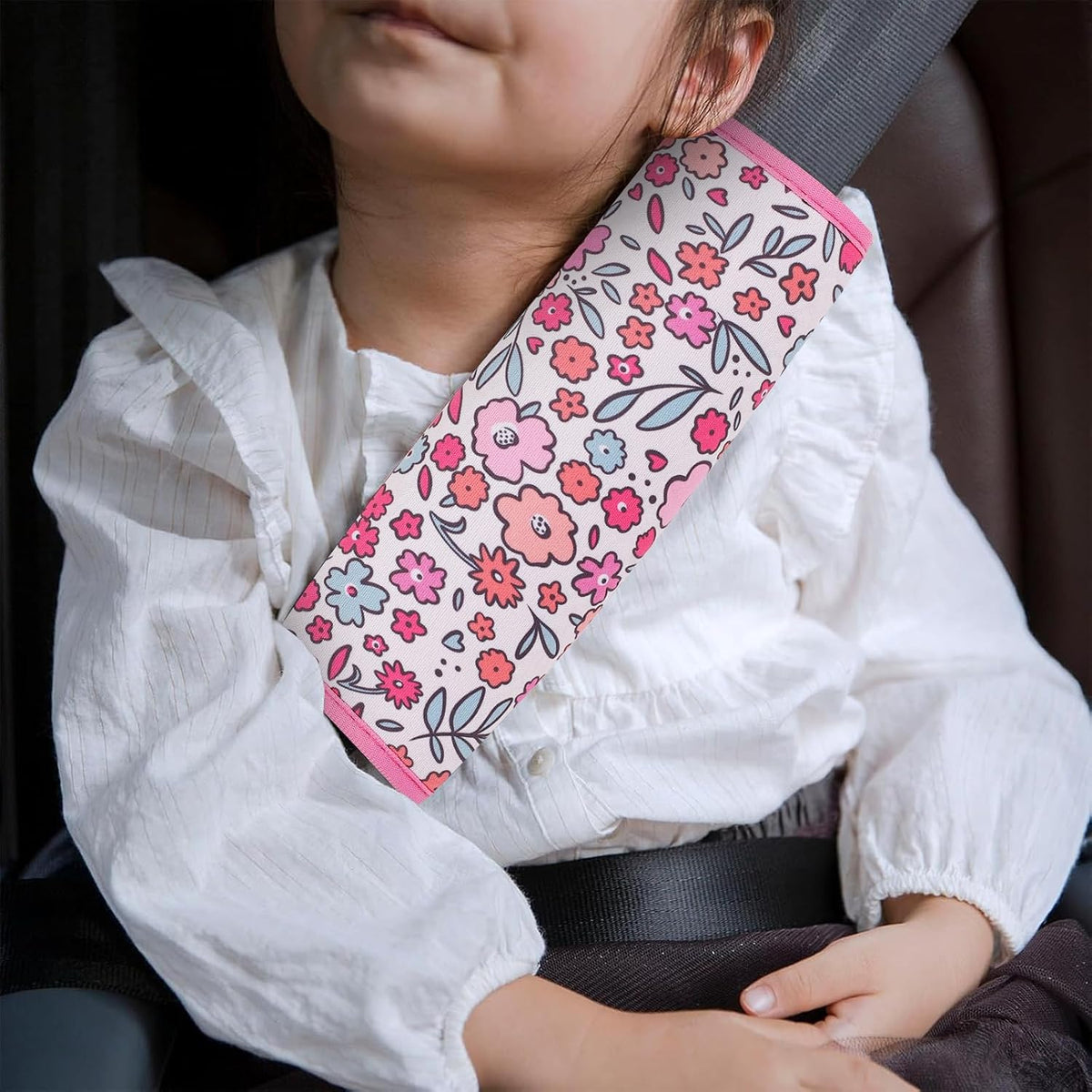 YR Seat Belt Cover for Kids, Soft Comfort Seat Belt Cushion for Children, Cute Cartoon Pattern Car Seat Belt Pads Cover for Girls and Boys, 1 Pack (Cartoon Spider)