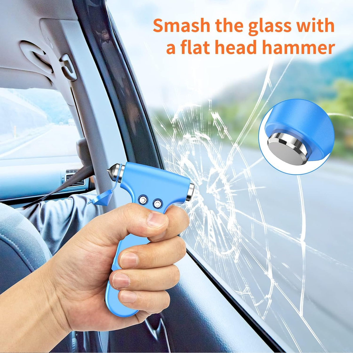 Car Safety Hammer, 2PCS Black 3-in-1 Emergency Escape Tool with Window Breaker and Seat Belt Cutter, Safety Emergency Car Escape Tool for Car, Office, Home