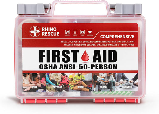 RHINO RESCUE 371 Pieces OSHA All-Purpose First Aid Kit, 100-Person Home & Office Professional Medical Supplies, Ideal for Emergency, School, Business