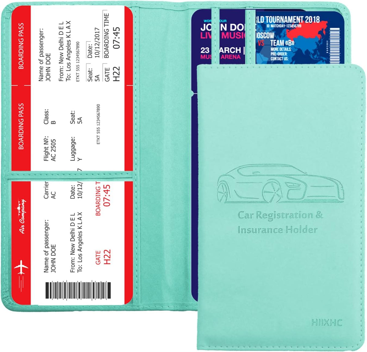 Car Registration and Insurance Card Holder - Leather Vehicle Glove Box Automobile Documents Paperwork Wallet Case Organizer for ID, Driver's License, Key, Cards - Car Accessories for Women&Men