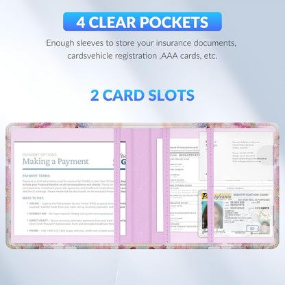 Car Registration and Insurance Card Holder，Vehicle Glove Box Car Organizer，Accessories Case for Storing Driving Licences, Cards, Documents