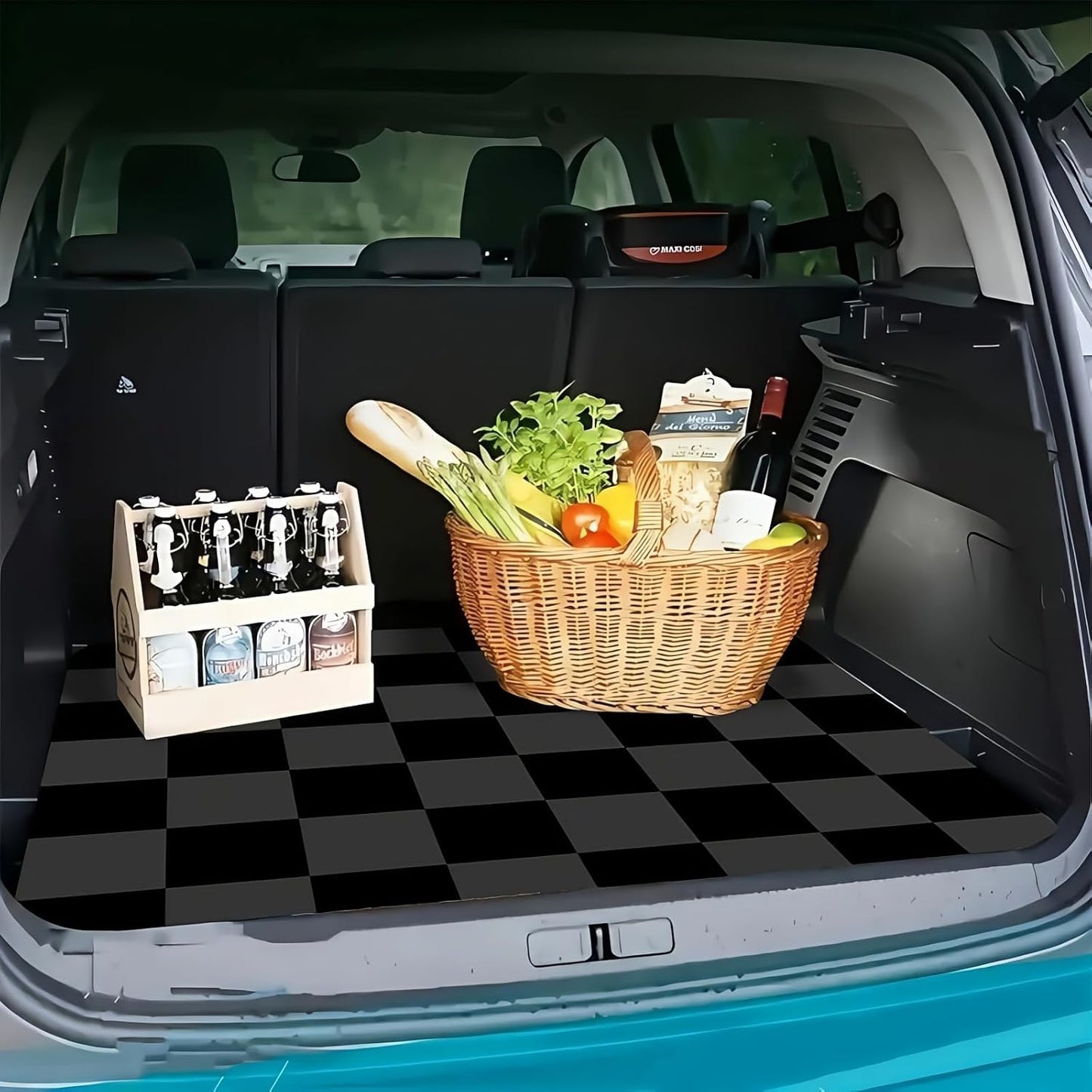 Universal Car Trunk Mat 29" x 39",Purple Colorful Flowers All Weather Trunk Protection Cargo Liner, Durable Cargo Mat Rear Trunk Liner,Stylish Vehicle Interior Accessories Suitable for Most Car Models