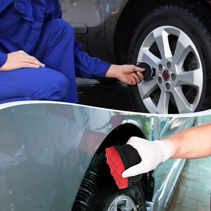 BBTO 6 Pcs Tire Hex Grip Dressing Applicator Washable Shine Applicator Dressing Pad Car Detailing Foam Sponge Reusable Cleaner Sponge for No Slip Tire