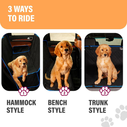 Active Pets Black Standard Dog Car Hammock Back Seat Cover, Waterproof Backseat Cover Protector for Truck Bench Rear of Sedans or SUVs, Essential Pet Supplies Vacuum or Wipe Clean, Machine Washable