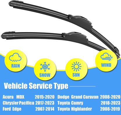 Gavimnal® 28"+17" Silicone Wiper Blades Replacement For Nissan Altima 2007-2015,Maxima 2009-2014,All-Season Front Windshield Wiper Blades(Set of 2)
