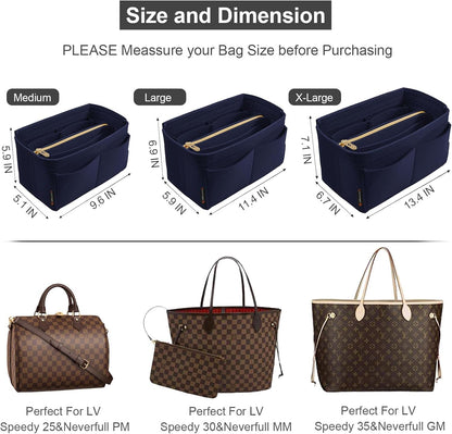 OMYSTYLE Purse Organizer Insert, Felt Tote Bag Organizer Insert with 5 Sizes, Handbag Dividers for Inside Purse, Compatible with Longchamp, Neverful, Speedy and More