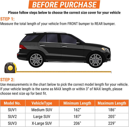 Armor All Heavy Duty Premium All-Weather SUV Car Cover by Season Guard; Max Protection from Sun Rain Wind & Snow for SUV or CUV up to 205" in Length; Indoor & Outdoor Covers; Grey