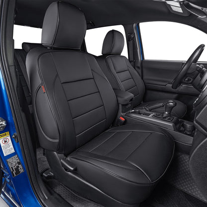 EKR Tacoma Car Seat Covers Custom Fit for Toyota Tacoma (Petrol) 2024 2025 2026 DoubleCab/CrewCab SR/SR5/TRD Sport/TRD Off-Road/Limited -Truck Seat Covers Full Set,Faux Leather(Black)
