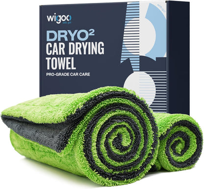 Wigoo Premium Microfiber Car Drying Towel 1300 GSM, 36" x 24" [Ultra-Absorbent, Streak-Free] Dual-Sided Edgeless Cleaning Towels with Twisted Loop, for Auto Detailing, Cars, SUV, Truck (2 Sizes)