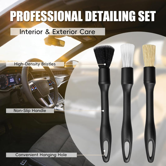 7PCS Car Detailing Brush Set, Soft Boar Hair Brush, Car Interior Detail Brush, Fiber Brush, Car Dust Removal Brush, Car Cleaning Gel, Cleaning Tool Set Suitable for Trucks, Cars, RVs, SUVs
