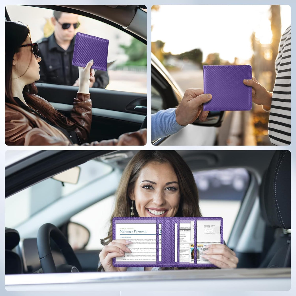 Car Registration and Insurance Card Holder，Vehicle Glove Box Car Organizer，Accessories Case for Storing Driving Licences, Cards, Documents