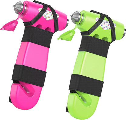 Car Safety Hammer, 2PCS Black 3-in-1 Emergency Escape Tool with Window Breaker and Seat Belt Cutter, Safety Emergency Car Escape Tool for Car, Office, Home