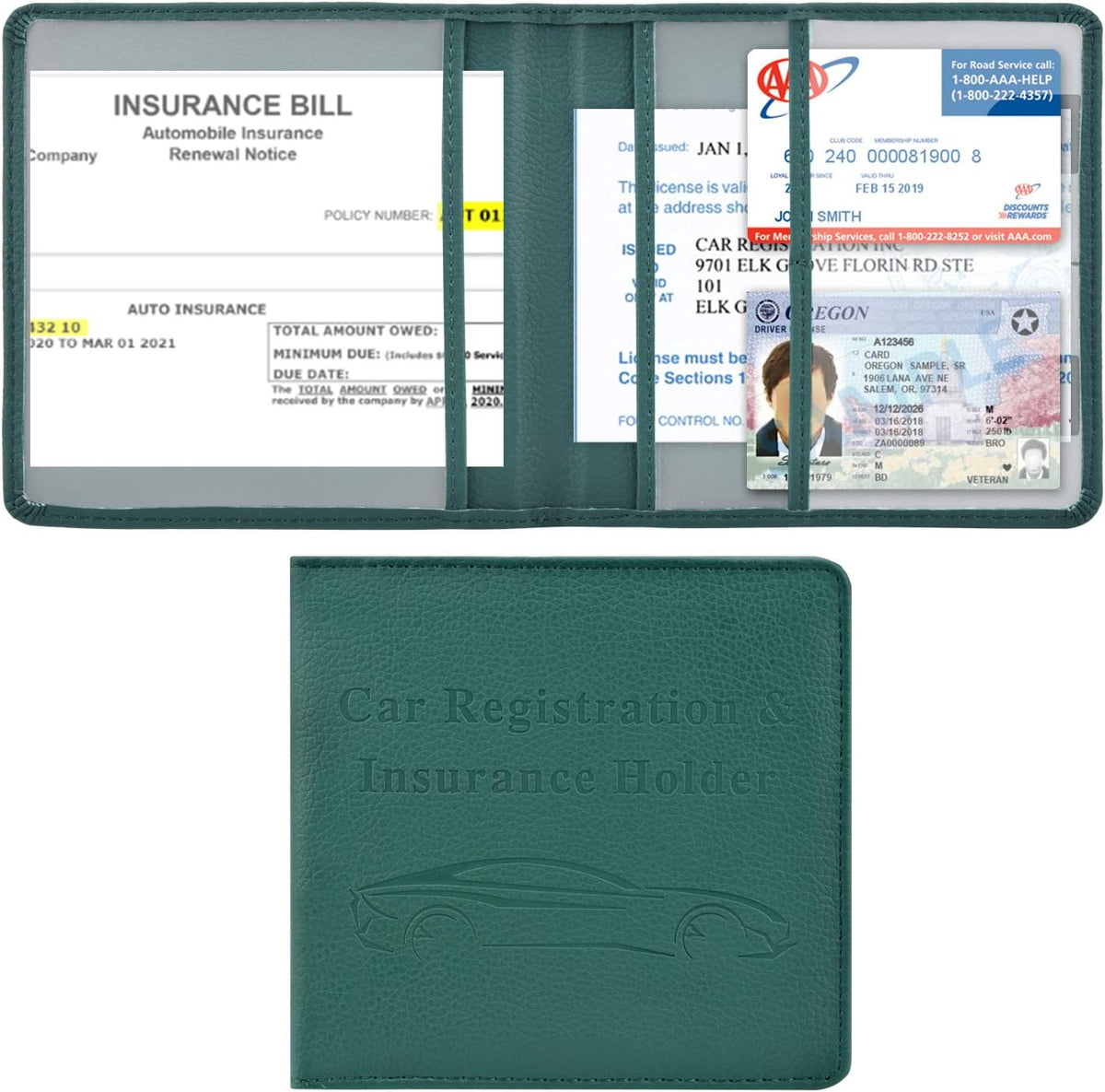 Car Registration and Insurance Holder, Car Accessories Vehicle Glove Box Car Organizer Women Wallet Case for Cards, Essential Document, Driver License by Cacturism, Pink | for Cards