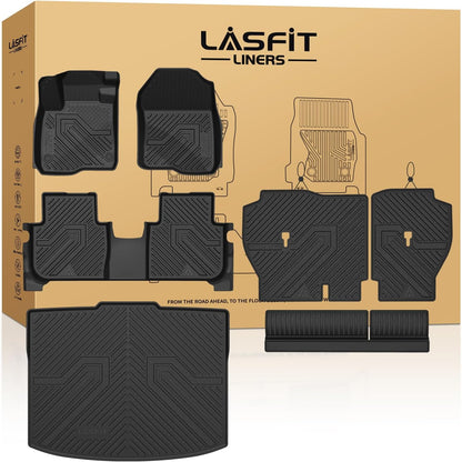 LASFIT Floor Mats for Honda CR-V 2026 2025 2024 2023 (Gasoline & Hybrid & e:FCEV), All Weather TPE Custom Fit Anti-Slip Pet Friendly Car Liners, 1st & 2nd Row Black