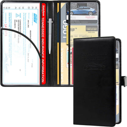RSAquar Car Registration and Insurance Holder, Vehicle Glove Box Organizer Cool Car Accessories, Auto Truck Document Holder for Cards, Driver License, Black Glitter