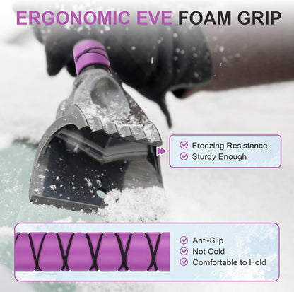 43" Ice Scraper for Car Windshield, Snow Brush with Squeegee, 3 in 1 Snow Removal for Cars with Foam Grip and 180° Pivoting Brush Head for Auto Truck SUV