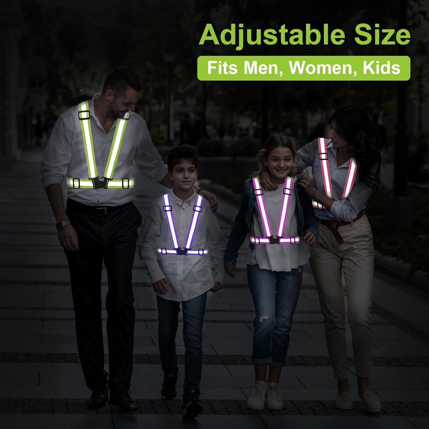 Reflective Vest Running Gear, 2Pack High Visible Safety VES for Cycling Jogging Running Walking, Adjustable for Men Women