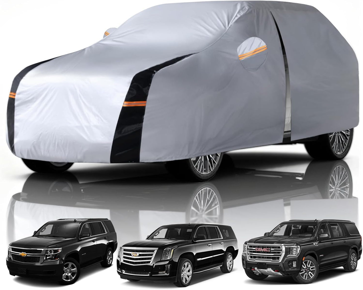 Large SUV Car Cover for Chevy Suburban 100% Waterproof All Weather, Heavy Duty Outdoor Full Exterior Covers Rain Sun Wind UV Protection. - Colors B