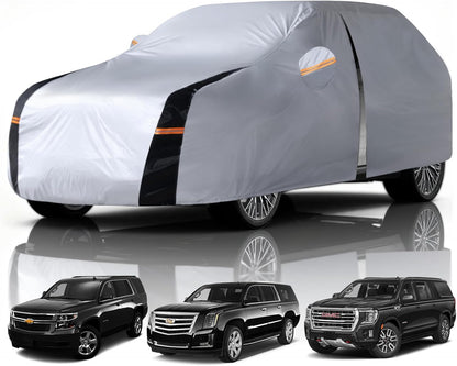 Large SUV Car Cover for Chevy Suburban 100% Waterproof All Weather, Heavy Duty Outdoor Full Exterior Covers Rain Sun Wind UV Protection. - Colors B