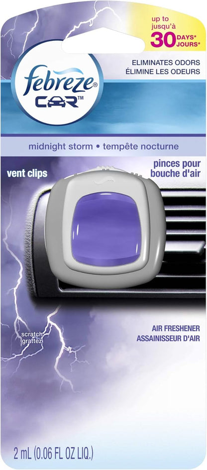 Febreze Car Air Freshener Vent Clip Platinum Ice Scent, .07 oz. Car Vent Clip, Pack of 4