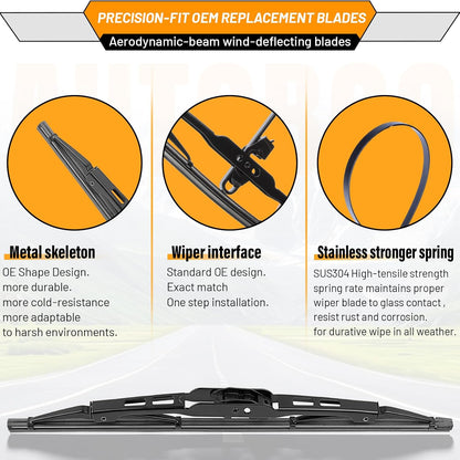 AUTOBOO 26"+19" Windshield Wipers Replacement for Tesla Model 3 2017 2018 2019 2020 2021 2022 2023 2024 2025 Model Y 2020 2021 2022 2023-2025 -Original Factory Quality (Pack of 2) - Colors A