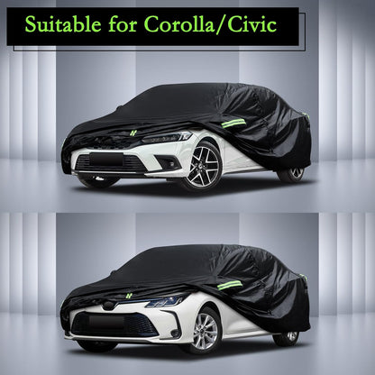 Car Cover Custom Fit for Toyota Corolla 2000-2025, Honda Civic 1991-2025, Waterproof All Weather Full Exterior Cover Rain Sun Protector Car Cover with Door Zipper
