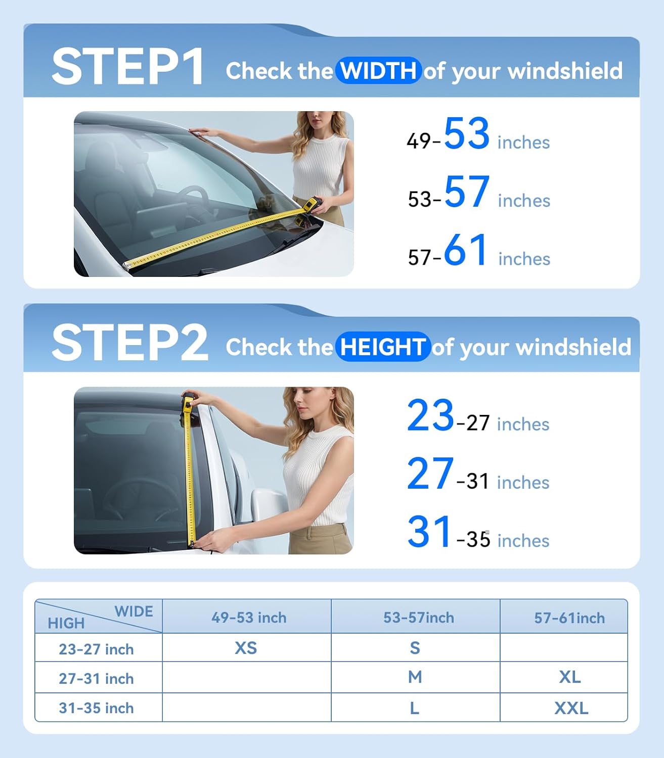 Nmoiss True Dual Layer Air Cooled Windshield Sun Shade Umbrella - [Drive to Superior Coolness & Comfort] Block 99% UV Sun Rays & Heat Damage Keep Cool and Protect Interior Medium